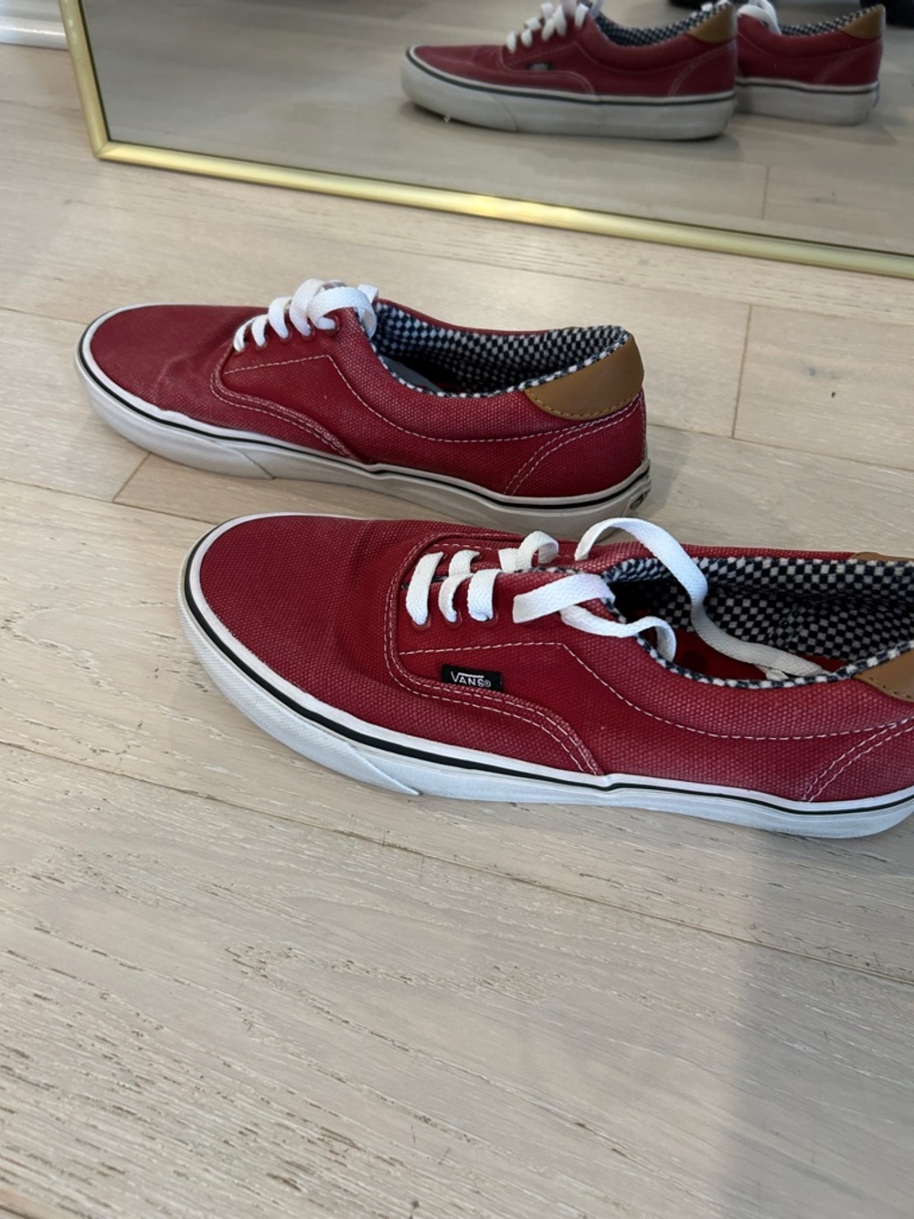 Vans Red Canvas Low-Top Sneakers with White Laces